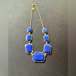 Royal blue velvet and gold necklace